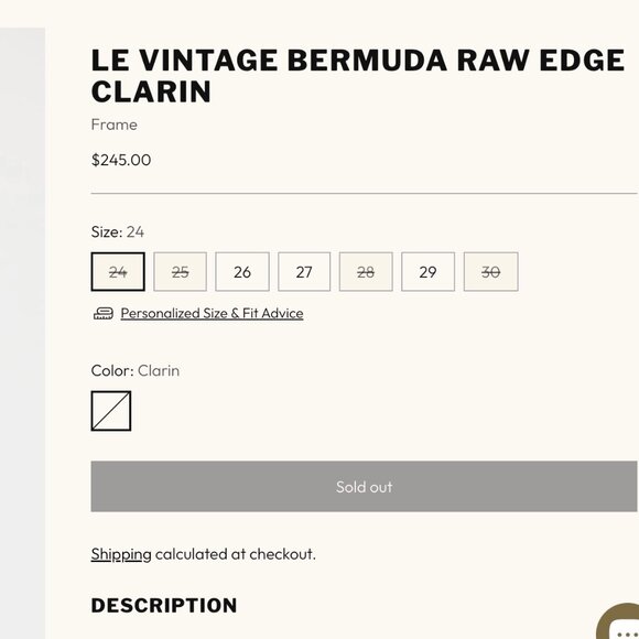 NWOT FRAME Le Vintage Bermuda Raw Edge Denim Shorts in Clarin - Size 23 - Picture 10 of 10